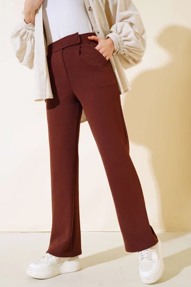 Cırtcırtlı Tek Pile Pantolon Kahve ürün görseli 1