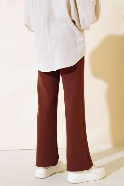 Cırtcırtlı Tek Pile Pantolon Kahve - Resim 3