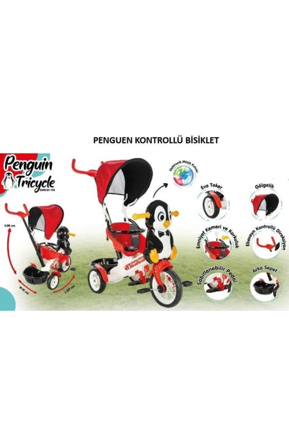 Pilsan 07-178 Penguen Ebeveyn Kontrollü 3 Tekerlekli Bisiklet - 3