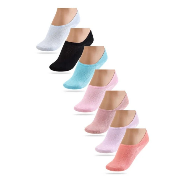 7'li Renkli Görünmez Sneaker Bambu Çorap 101