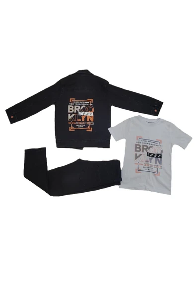 Life For Moda Erkek Çocuk Nakışlı Kot Ceketli Takım - 4