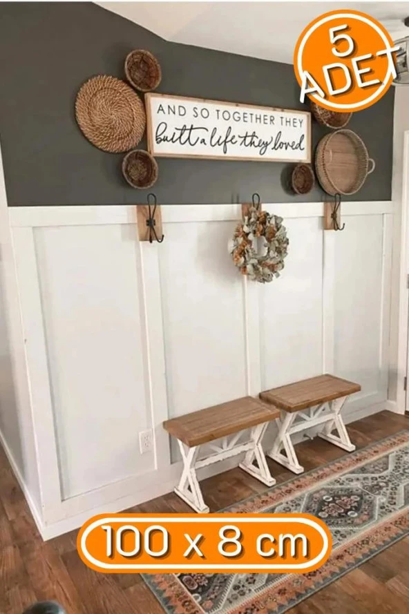 Renkli Duvarlar Iskandinav Duvar Çıtası 1 Paket (5 ADET) 8x100 Cm Mdf Duvar Çıtası