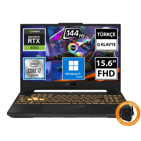 Asus TUF Gaming F15 FX507ZV4-LP055W01 i7-12700H 16GB 1TBSSD RTX4060 15.6" FullHD W11H Taşınabilir Bilgisayar-CNT002