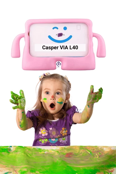 CASPER Via L40-G 10.4 inç Uyumlu Fuchsia iBuy Standlı Eğlenceli Çocuk Ruhlu Tablet Kılıfı - Resim 4