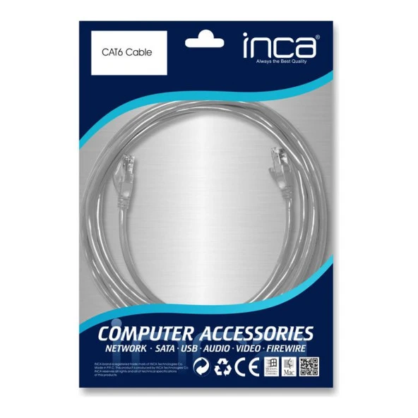 Inca Cat6 Patch Kablo 10 Metre Gri - 4
