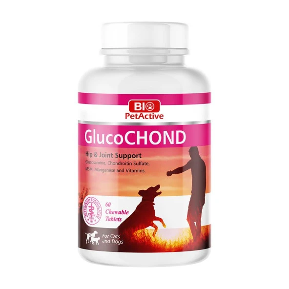 BIO PETACTIVE GLUCOCHOND 1,5 60 TABLET (KEDİ VE KÖPEKLER İÇİN EKLEM GÜÇLENDİRİCİ) 90GR