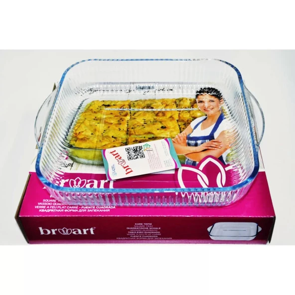 Girist Broart Isıya Dayanıklı Büyük Boy Kare Cam Tepsi Buz Mavisi