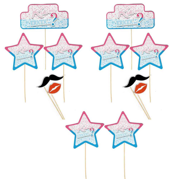 Kız mı Erkek mi Cinsiyet Belirleme Konuşma Balonu 12 Adet