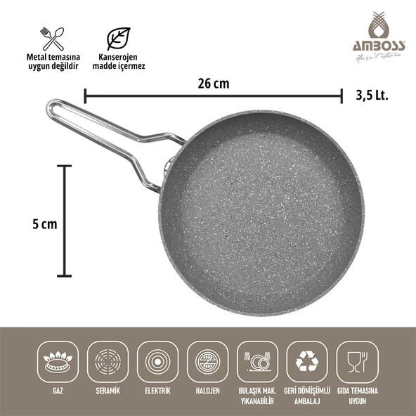 Amboss Crystal 7 Parça Granit Çift Renkli Tencere Seti - Siyah - 5
