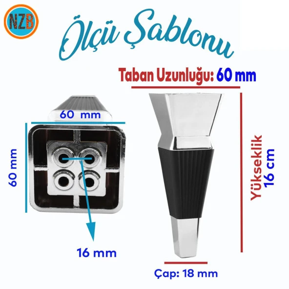 Mobilya Oturma Grubu Çekyat Kanepe Sehpa TV Ünitesi Koltuk Ayağı 16 cm Siyah Baza Ayak - Resim 2