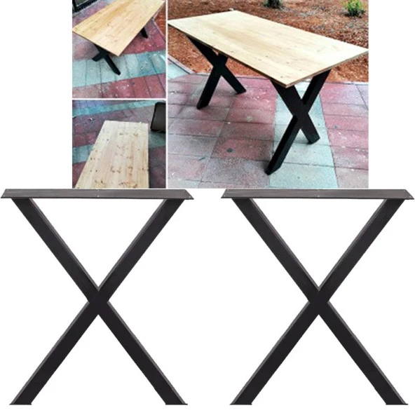 Metal Masa Ayağı 72 Cm Ahşap Kütük Masa Ayağı X Tasarım