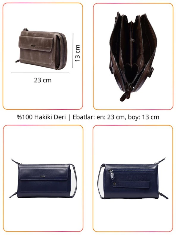 Grande Erkek Hakiki Deri El Portföy Çanta Siyah 4277 - Resim 2