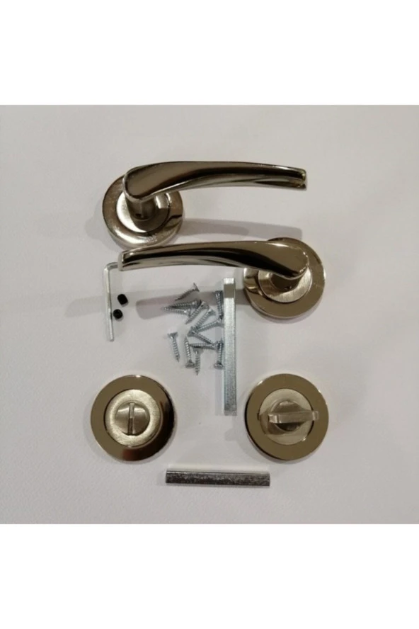 Bravo Rozetli Wc Kapı Kolu Saten ( 1 Takım) + Vida - Resim 2