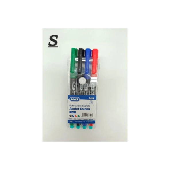 Mas Asetat Kalemi S Boy 4 Renk Kartelada Silgili Asetat Kalemi - 2