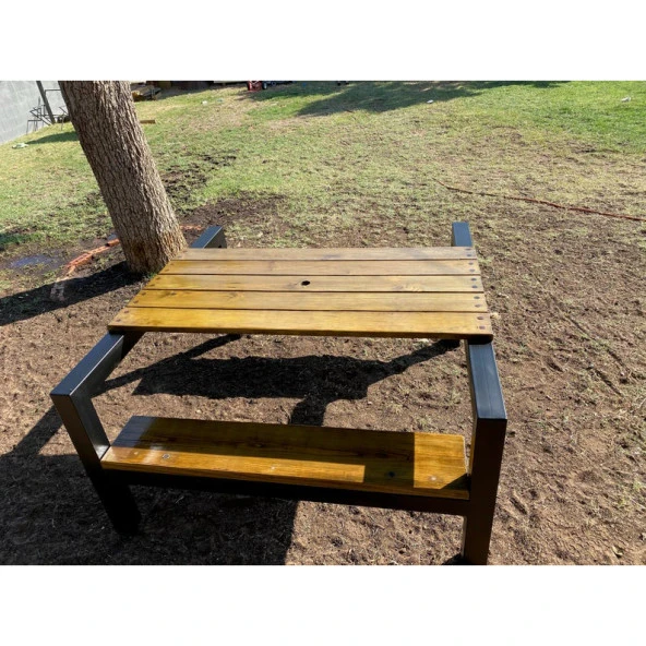 Piknik Masası Ahşap Dış Mekan Bank Metal Bank Ayağı - 3
