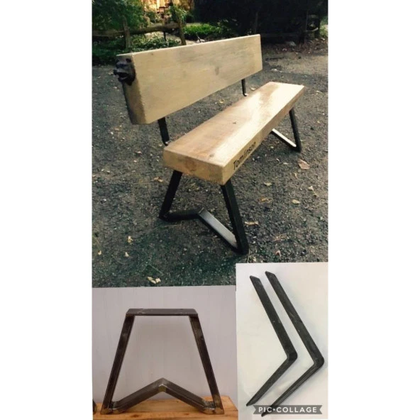 Park Bahçe Oturma Bankı Ahşap Metal Bank Ayağı - 2