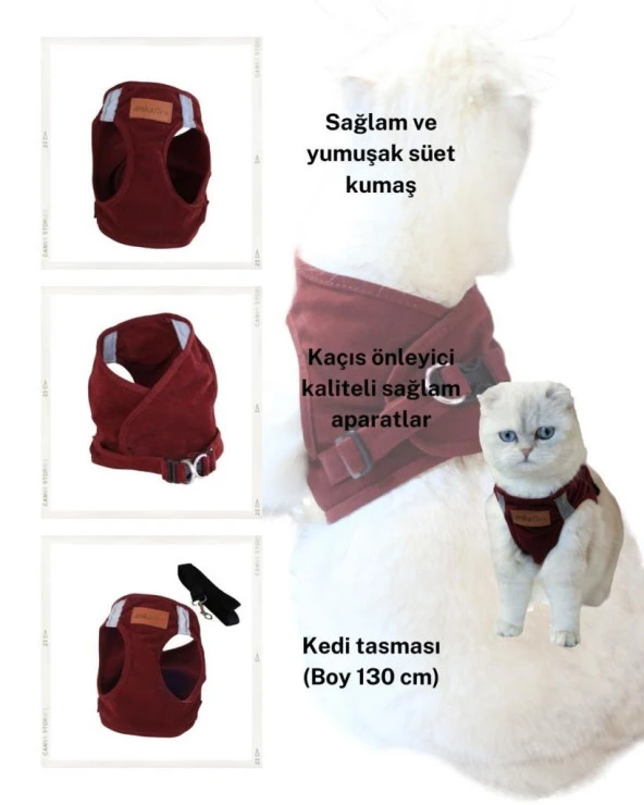 Kedi Göğüs Tasması Kedi Gezdirme Tasması Kediler İçin Özel Üretim Yeni Nesil - 4