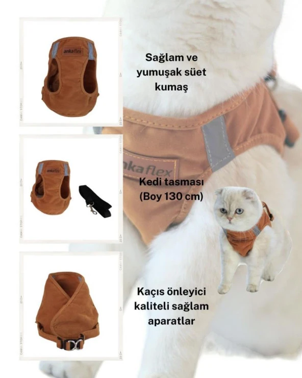 Kedi Göğüs Tasması Kedi Gezdirme Tasması Kediler İçin Özel Üretim Yeni Nesil - 6