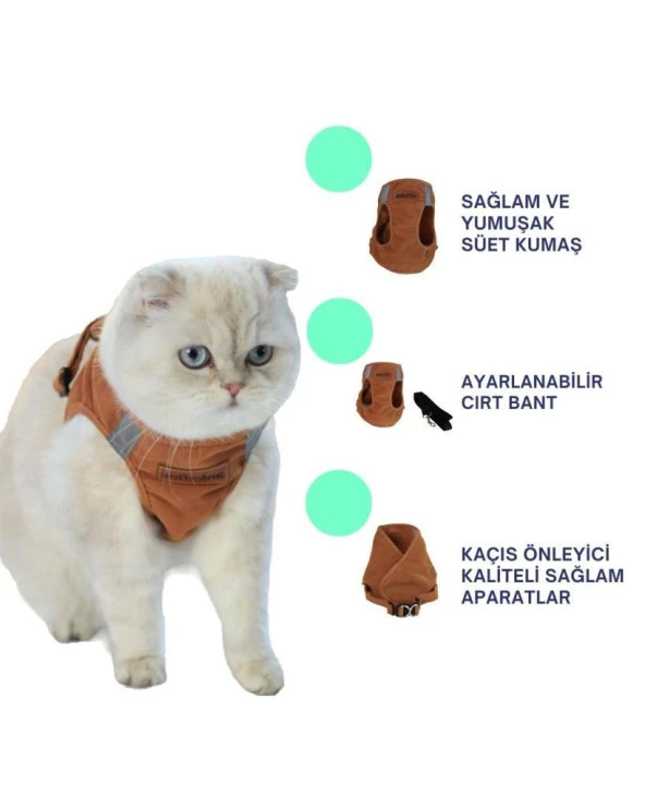 Kedi Göğüs Tasması Kedi Gezdirme Tasması Kediler İçin Özel Üretim Yeni Nesil - 9