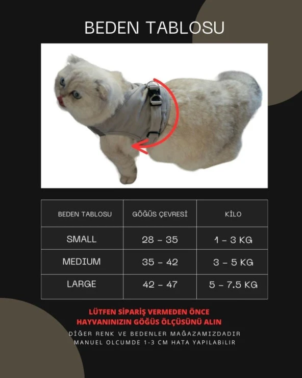 Kedi Göğüs Tasması Kedi Gezdirme Tasması Kediler İçin Özel Üretim Yeni Nesil - 11