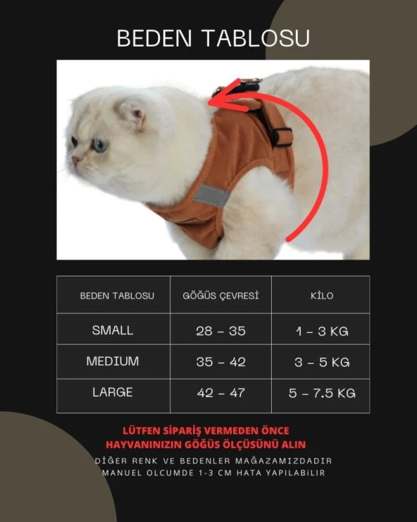 Kedi Göğüs Tasması Kedi Gezdirme Tasması Kediler İçin Özel Üretim Yeni Nesil - 12