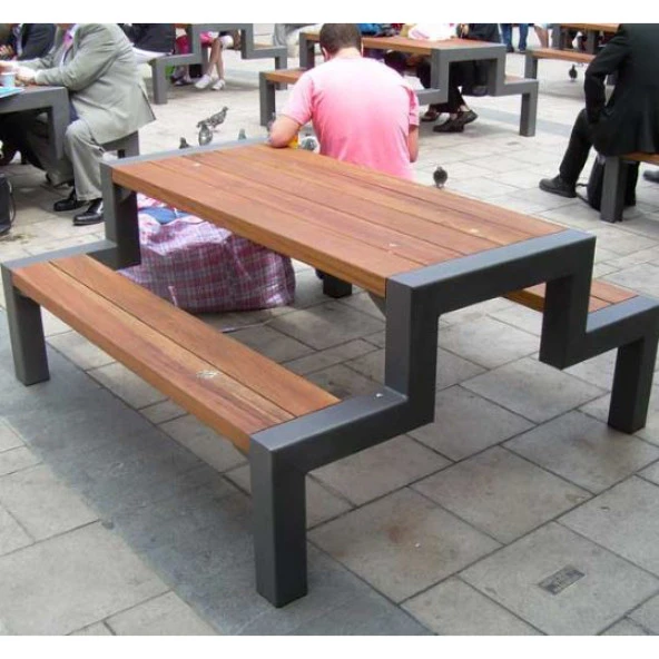 Bank Demir Ayak Metal Ahşaplı Bahçe ve Balkon Bankı - 2