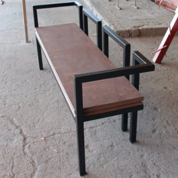 Bank Oturma Yeri Metal Demir Ayak Ahşap Bank Oturak - 2