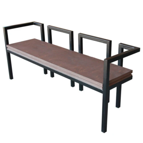 Bank Oturma Yeri Metal Demir Ayak Ahşap Bank Oturak - 3