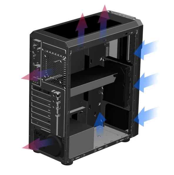 SNT Hunter LS C2  Mid Tower Atx Gaming 2 x Argb Fanlar Dahil Masaüstü Bilgisayar Kasası (POWER YOK) - 3