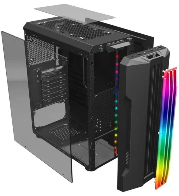 SNT Hunter LS C2  Mid Tower Atx Gaming 2 x Argb Fanlar Dahil Masaüstü Bilgisayar Kasası (POWER YOK) - 5