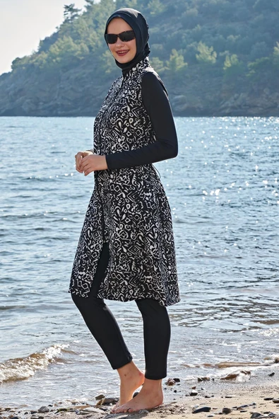 Ruko Maio 23117-2 Dik Yakalı Uzun Boy Tam Tesettür Mayo - 2