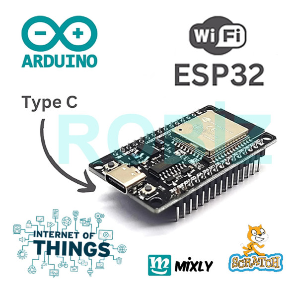 ESP32 Wifi ve Bluetooth Modül Geliştirme Kartı ESP32-WROOM-32 32 Bit 240Mhz 4 MByte Flash CH341 Usb - 3