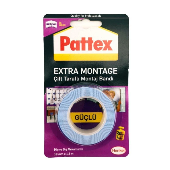 Pattex Extra Montaj Tamir Bandı 19 mm x 1.5 Metre Montaj Bandı