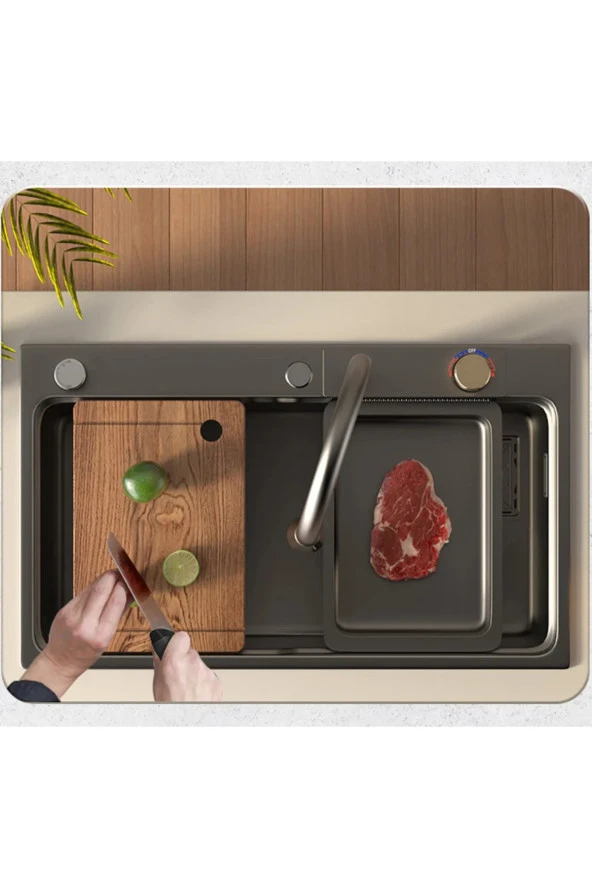 Bataryalı Akıllı Teknolojik Pratik Paslanmaz Füme Eviye Seti - 3