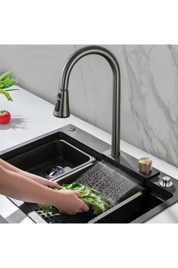 Bataryalı Akıllı Teknolojik Pratik Paslanmaz Füme Eviye Seti - 6