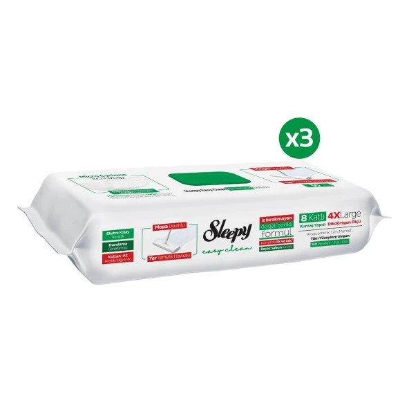 Sleepy Easy Clean Beyaz Sabun Katkılı Mopa Uyumlu Yer Temizlik Havlusu&Mendili 3x50 (150 Yaprak) - Resim 3