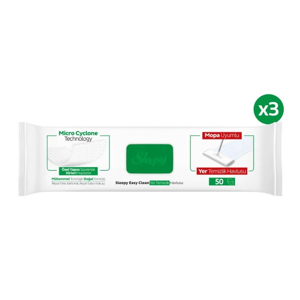 Sleepy Easy Clean Beyaz Sabun Katkılı Mopa Uyumlu Yer Temizlik Havlusu&Mendili 3x50 (150 Yaprak) - Resim 2