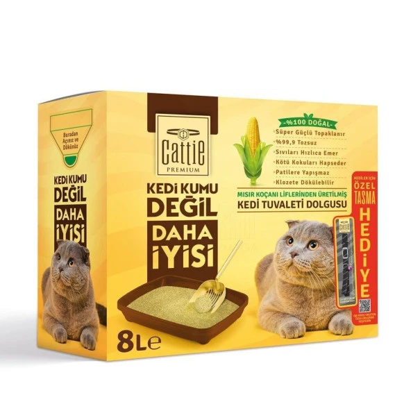 Cattie Süper Topaklanan Mısır Koçanı Kedi Tuvaleti Dolgusu 8 LT