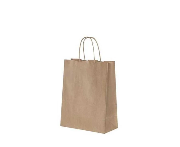 Burgu Saplı Kraft Kağıt Çanta 18x9x25 cm - 25 Adet
