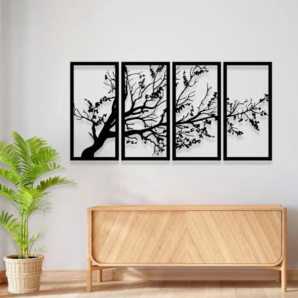 Duvar Dekoru Sonbahar Ağaç Motifi Metal Tablo - 2