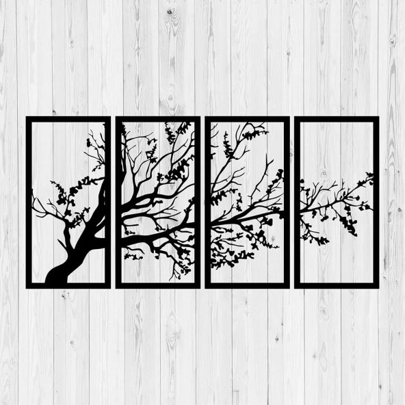 Duvar Dekoru Sonbahar Ağaç Motifi Metal Tablo - 3