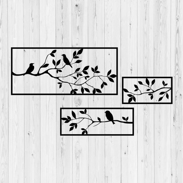 TV Arkası Dekor Kuş Ve Ağaç Temalı Sac Tablo - 3