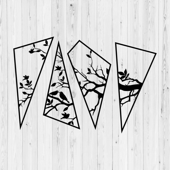 Duvar Dekorları Üçgen Tasarım Ağaç Figürü - 3