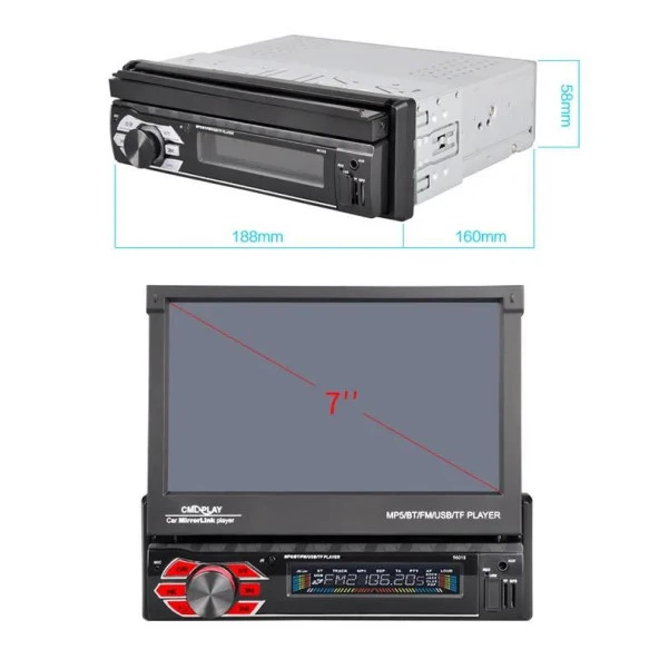 Primat 7inç Dokunmatik Ekran Indash Oto Teyp 4X55W Mirrorlink/ Mp5/usb/sd/fm/bt/kumanda - 6