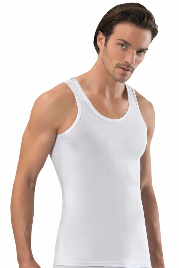 Erkek Beyaz Modal Pamuklu Atlet 158 - Resim 2