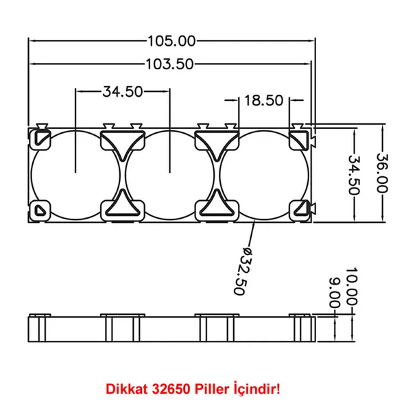 32650 3lü Pil Tutucu Birleştirici 32700 Lityum Lion Lipo Batarya Pil Yuvası Mobil Güç Kaynağı Akü Elektrikli Araba Robot Bisiklet - Resim 8