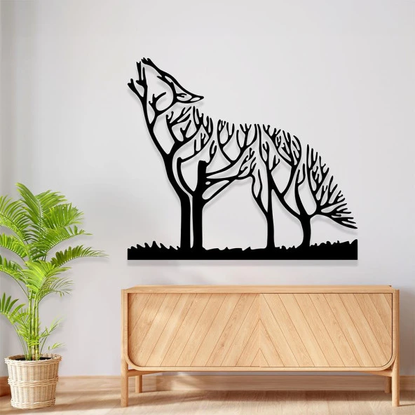 Duvar Süsü Metal Kurt Figürlü Tablo Duvar Dekoru - 2