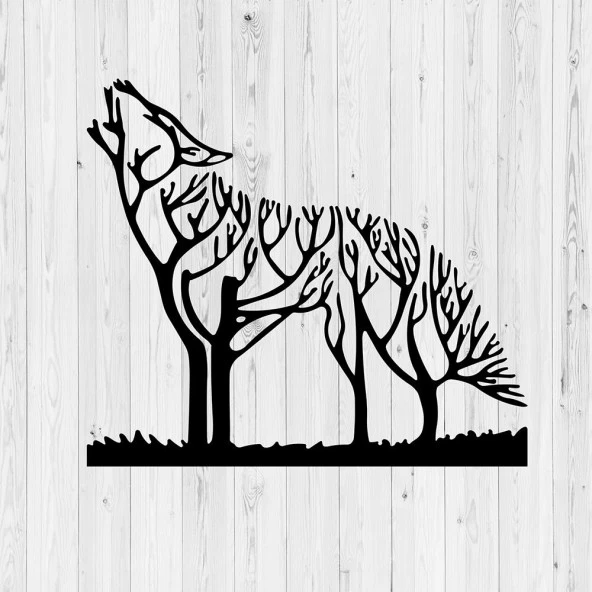 Duvar Süsü Metal Kurt Figürlü Tablo Duvar Dekoru - 3