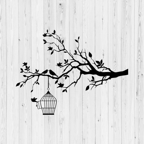 Metal Duvar Tablosu Kuş Kafesi Tasarımı Lazer Kesim Sac Tablo - 3