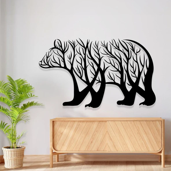 Dekoratif Metal Tablo Sanatsal Hayvan Dekoru Ayı - 2